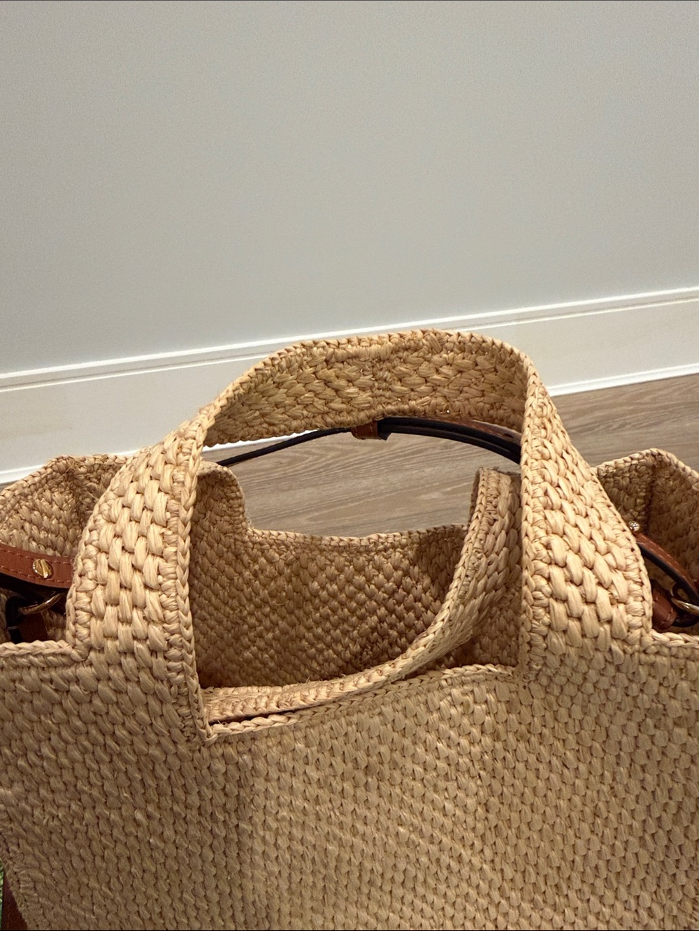 Small Loewe Natural Woven Tote with Black Logo - Picture 7 of 11